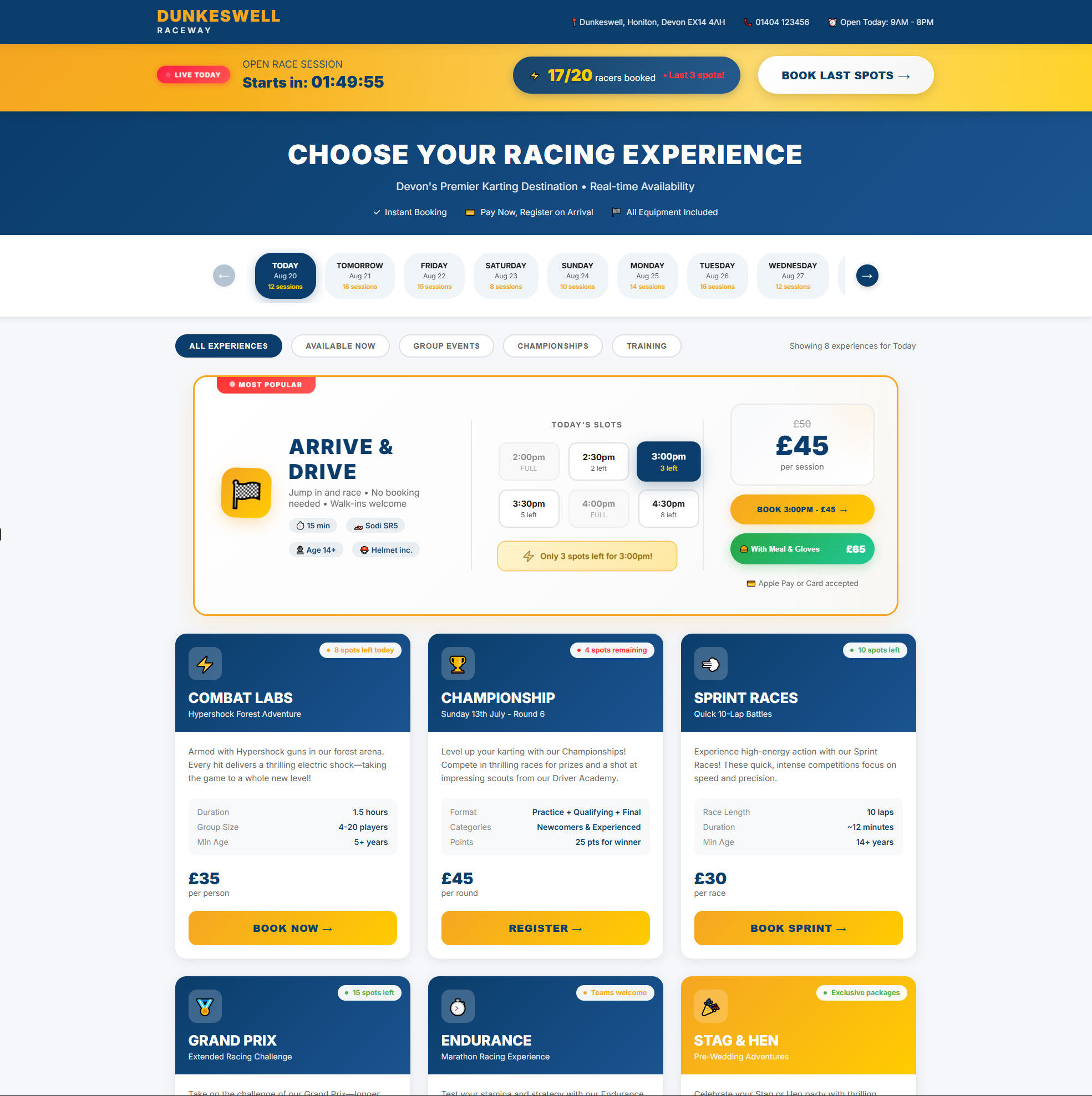 Dunkeswell Raceway Booking System